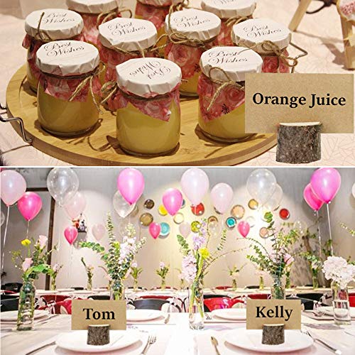 senover 20Pcs Rustic Wood Table Numbers Holder and 30Pcs Kraft Table Place Cards Wood Place Card Holder Party Wedding Table Name Card Holder Memo Note Card - Image 4