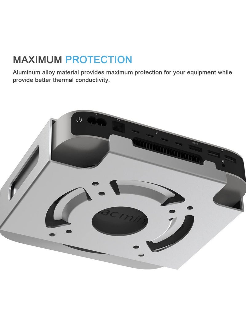 erorex Mac Mini M2 Mount, Heat Dissipation Design Anti-Scratch Behind Monitor, Under Desk, Wall Mount Stand for Mac Mini 2011 to 2023 M2 Pro, Compatible with VESA Hole (Silver)  - Image 4