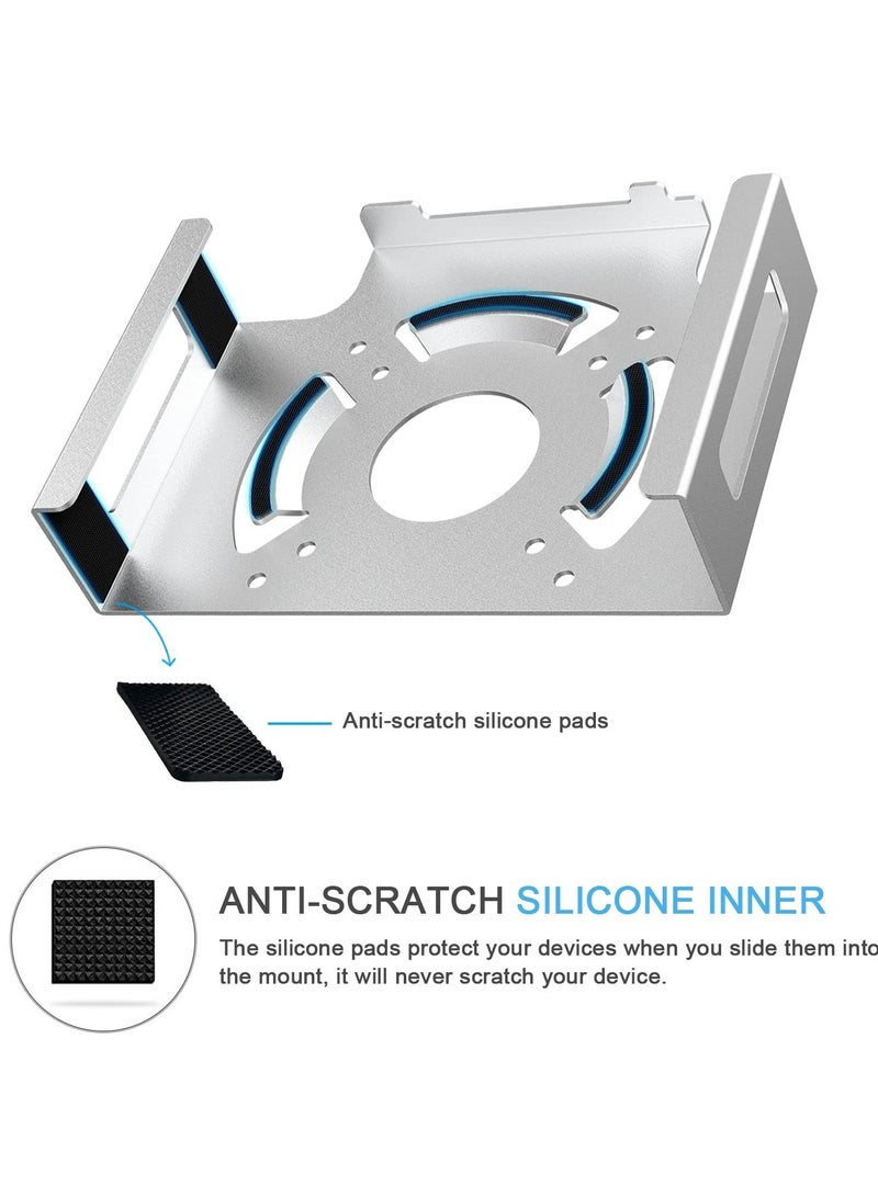 erorex Mac Mini M2 Mount, Heat Dissipation Design Anti-Scratch Behind Monitor, Under Desk, Wall Mount Stand for Mac Mini 2011 to 2023 M2 Pro, Compatible with VESA Hole (Silver)  - Image 3