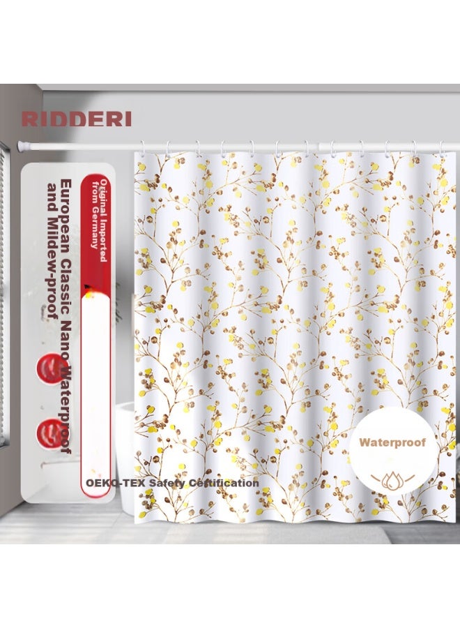 Ridder German Imported Shower Curtain, Waterproof Bathroom Parion, Shower Curtain, Autumn Fruit Pattern, 180*200cm - Image 1