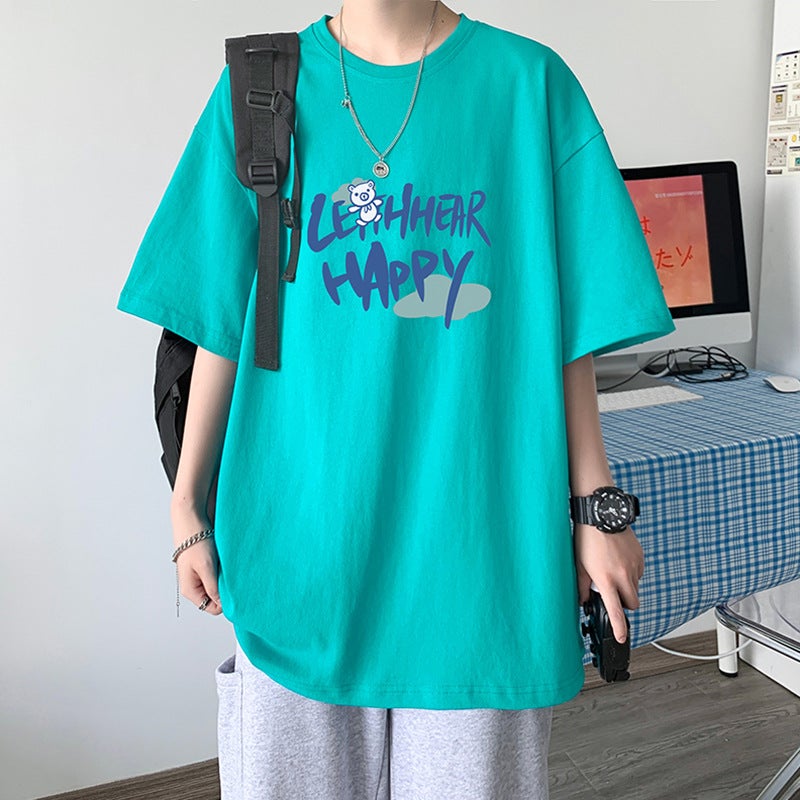 2024 Summer Short-sleeved T-shirt Men's Loose Trendy Ins Hong Kong Style All-match T-shirt Top Plus Size Half-sleeve Top for Chubby - Image 4