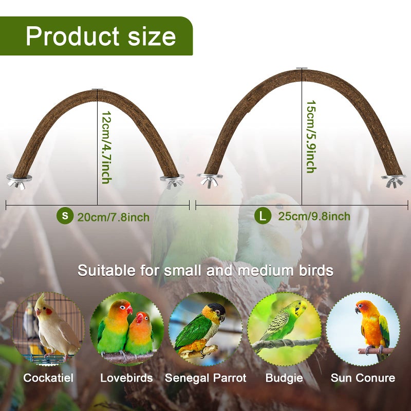 Rypet Parrot Natural Wood Stand Perch, Swing U Shape Natural Parrot Perch, U Shape Bird Chewing Stand Stick, Bird Cage Accessories for Parakeet, Conure, Cockatiel, Budgie, Lovebirds,Amazon Parrots - Image 2