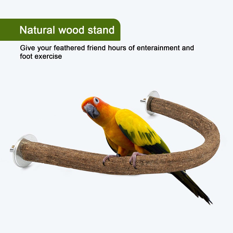 Rypet Parrot Natural Wood Stand Perch, Swing U Shape Natural Parrot Perch, U Shape Bird Chewing Stand Stick, Bird Cage Accessories for Parakeet, Conure, Cockatiel, Budgie, Lovebirds,Amazon Parrots - Image 5