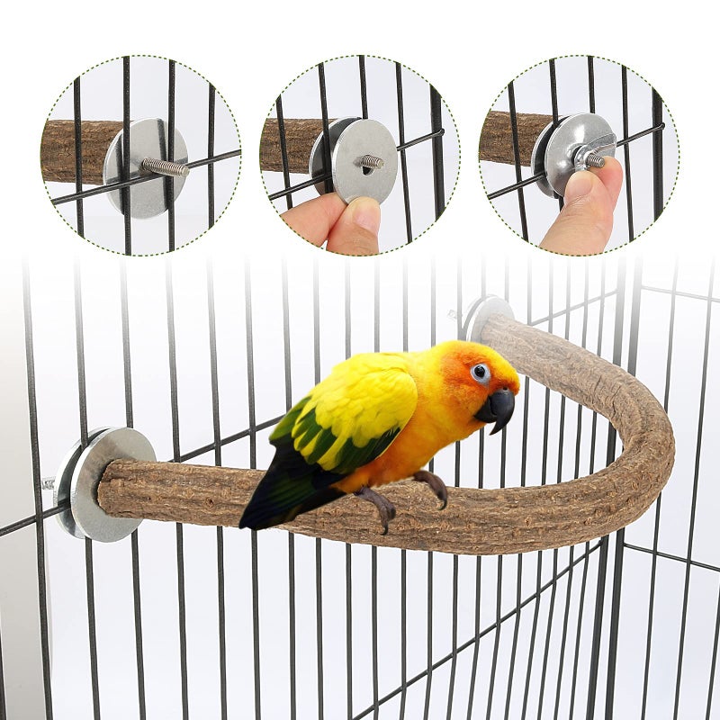 Rypet Parrot Natural Wood Stand Perch, Swing U Shape Natural Parrot Perch, U Shape Bird Chewing Stand Stick, Bird Cage Accessories for Parakeet, Conure, Cockatiel, Budgie, Lovebirds,Amazon Parrots - Image 3