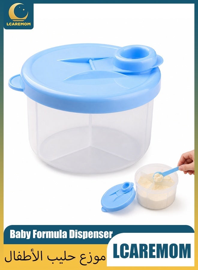 LCAREMOM Baby Formula Dispenser, Baby Milk Powder Container, Formula Dispenser, Portable Milk Powder Containers, 3-Compartment Design, Funnel Spout, Ideal for Travel, Outdoor, Night Feeding, and Home Use, Stackable Milk Storage Box for Travel - Image 1