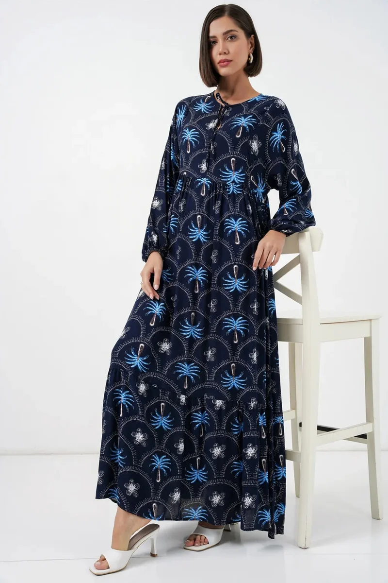 بيغ دارت BDART Tropical Printed Maxi Dress with Button Closure