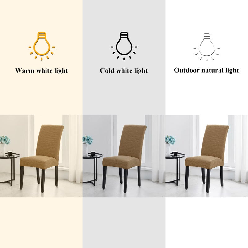Joccun Chair Covers For Dining Room Set Of 4 Dining Chair Slipcovers Stretch Dining Room Chair Covers Seat Protector Washable Parsons Chair Cover For Home Hotel Banquet(Tan 4 Pack) - Image 4