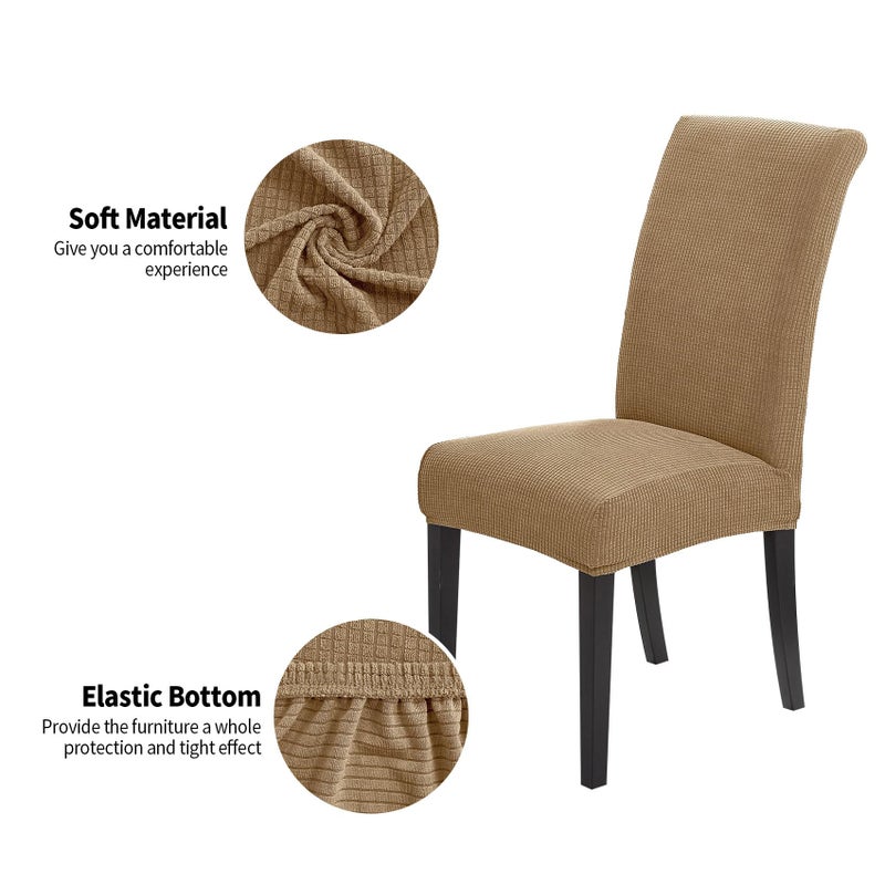 Joccun Chair Covers For Dining Room Set Of 4 Dining Chair Slipcovers Stretch Dining Room Chair Covers Seat Protector Washable Parsons Chair Cover For Home Hotel Banquet(Tan 4 Pack) - Image 3