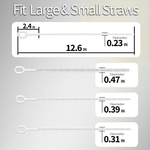 Dosanlues Heavy Duty Straw Cleaner Brush - 4 Pack 12.6 Inch Flexible Full-Cover Brushes with Large Handle, Reusable Pipe & Tube Cleaner Set (0.23", 0.31", 0.39", 0.47" Diameters) - Image 3