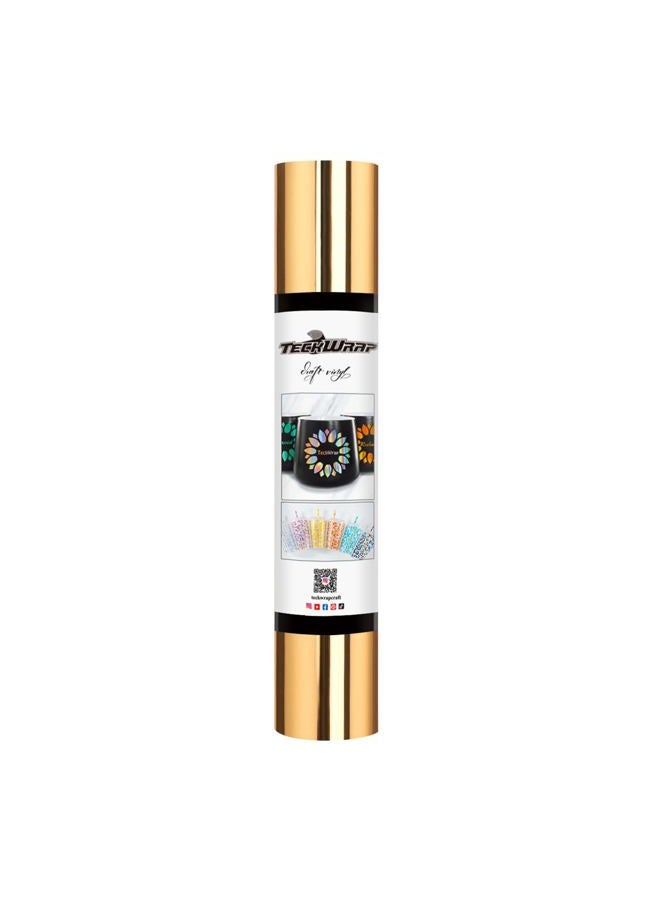 TECKWRAP Light Gold Chrome Vinyl Permanent Chrome Gold Adhesive Vinyl Roll 1ftx5ft - Image 1