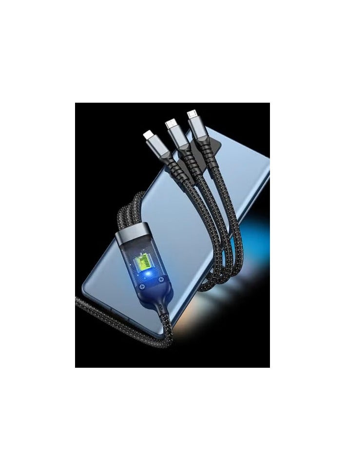 3-in-1 USB Fast Charging Cable 100W - Compatible with iOS & Android Devices - Image 5