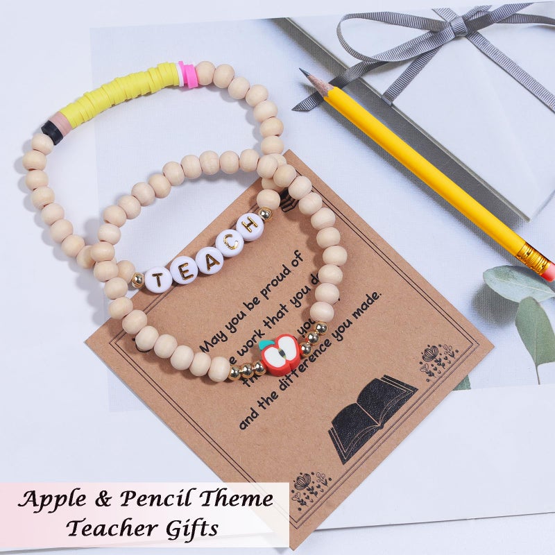 Korotho Teacher Christmas Gifts Teacher Bracelet for Women, Daycare Teachers Appreciation Gifts Thank You End of The Year Teachers Gift with Cards Best TEACH Bracelets for Female (Book) - Image 4
