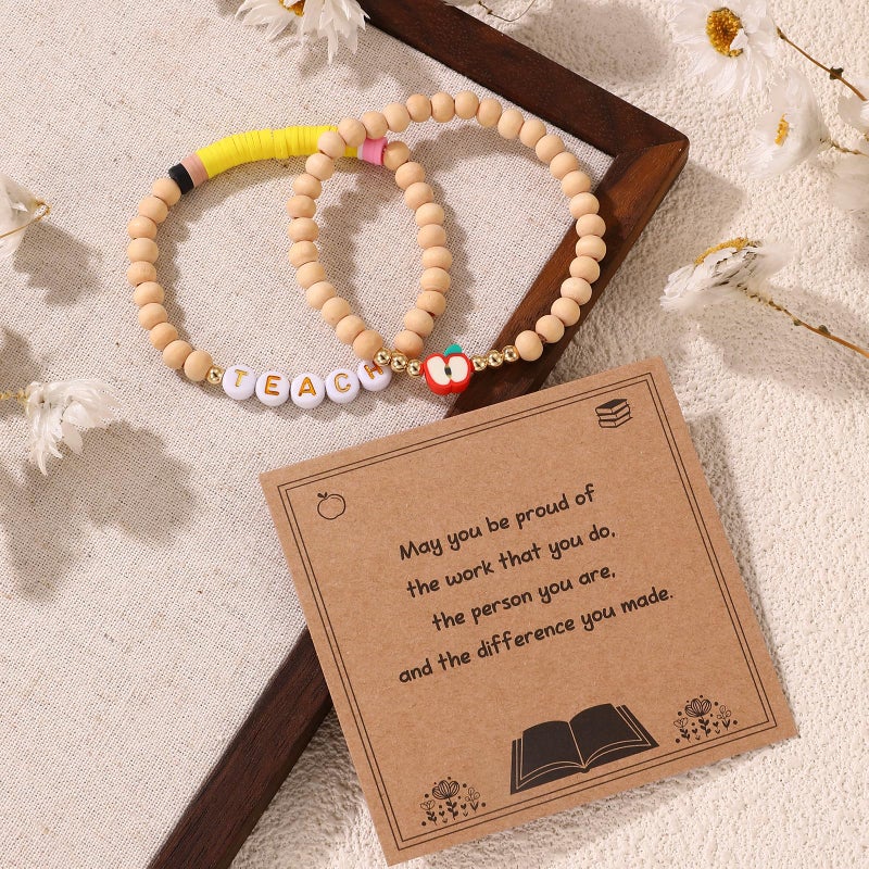 Korotho Teacher Christmas Gifts Teacher Bracelet for Women, Daycare Teachers Appreciation Gifts Thank You End of The Year Teachers Gift with Cards Best TEACH Bracelets for Female (Book) - Image 5