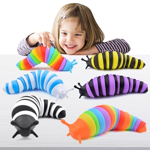 Cevioce Sensory Slug Fidget Toys  6 Pcs Cute Autism Sensory Toys for Autistic Children  Kids Party Favors Age 3 - Image 1