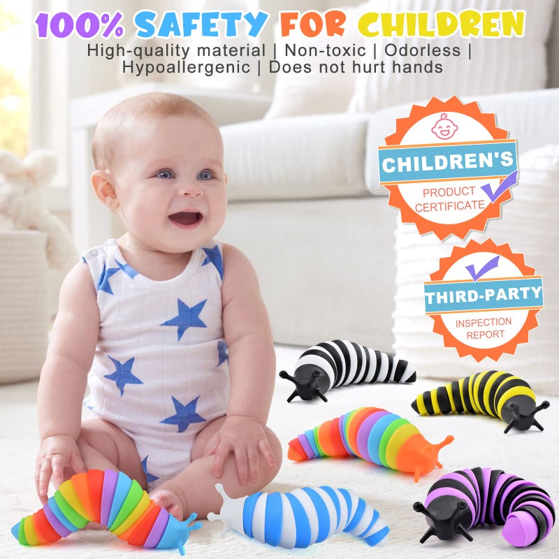Cevioce Sensory Slug Fidget Toys  6 Pcs Cute Autism Sensory Toys for Autistic Children  Kids Party Favors Age 3 - Image 3