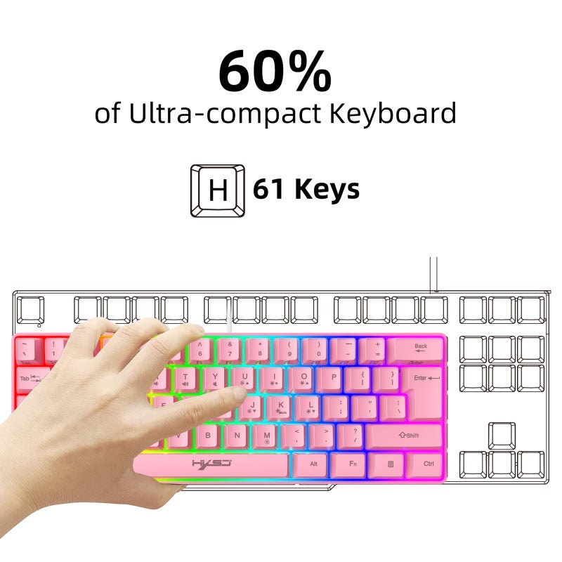 New 61-Key Rgb Light Compact Wired Gaming Membrane Keyboard Suitable For Notebook Abs Material Manufacturer - Image 3