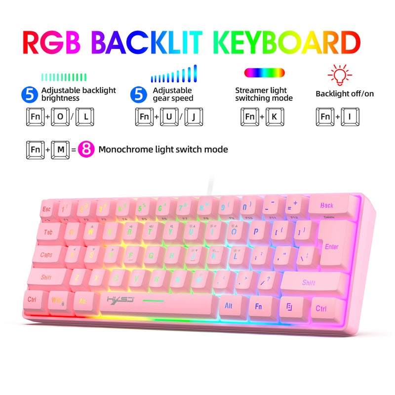 New 61-Key Rgb Light Compact Wired Gaming Membrane Keyboard Suitable For Notebook Abs Material Manufacturer - Image 2