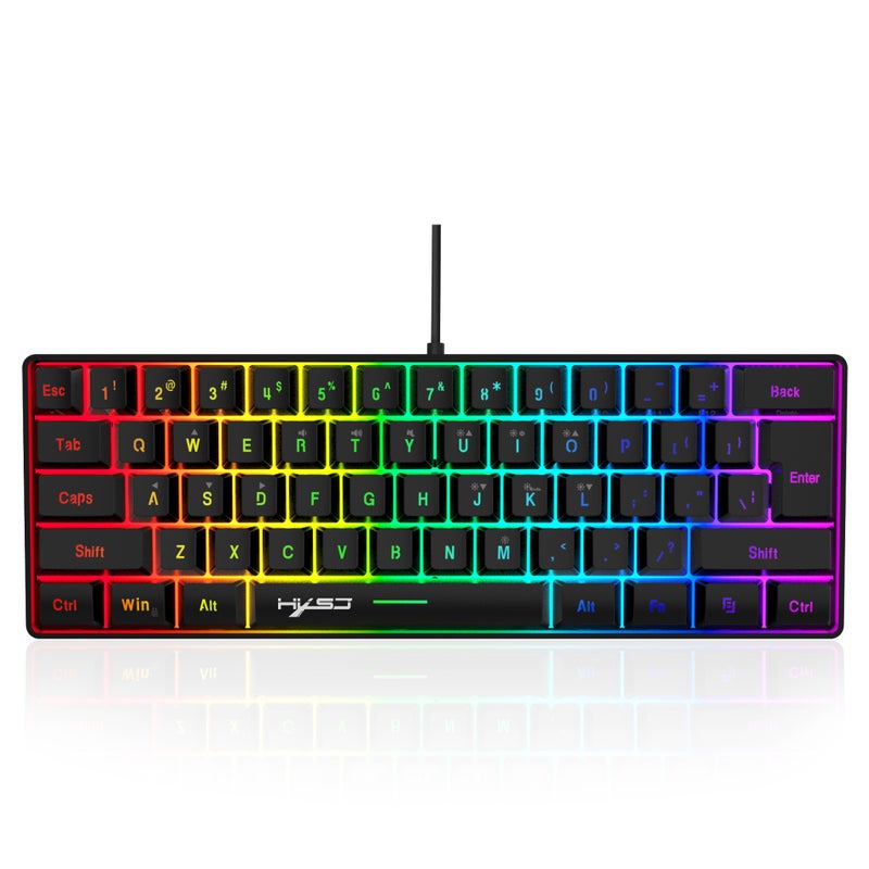 New 61-Key Rgb Light Compact Wired Gaming Membrane Keyboard Suitable For Notebook Abs Material Manufacturer - Image 1