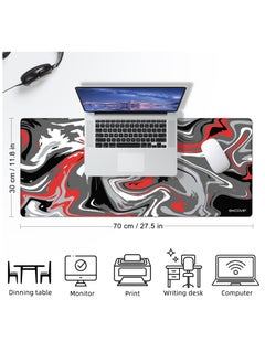 excovip Large Gaming Mouse Pad Anti-Skid Mousepad Large Keyboard Mouse Pad Desk Mat with Stitched Edges 700x300mm Red and Black SA0071  - Image 4
