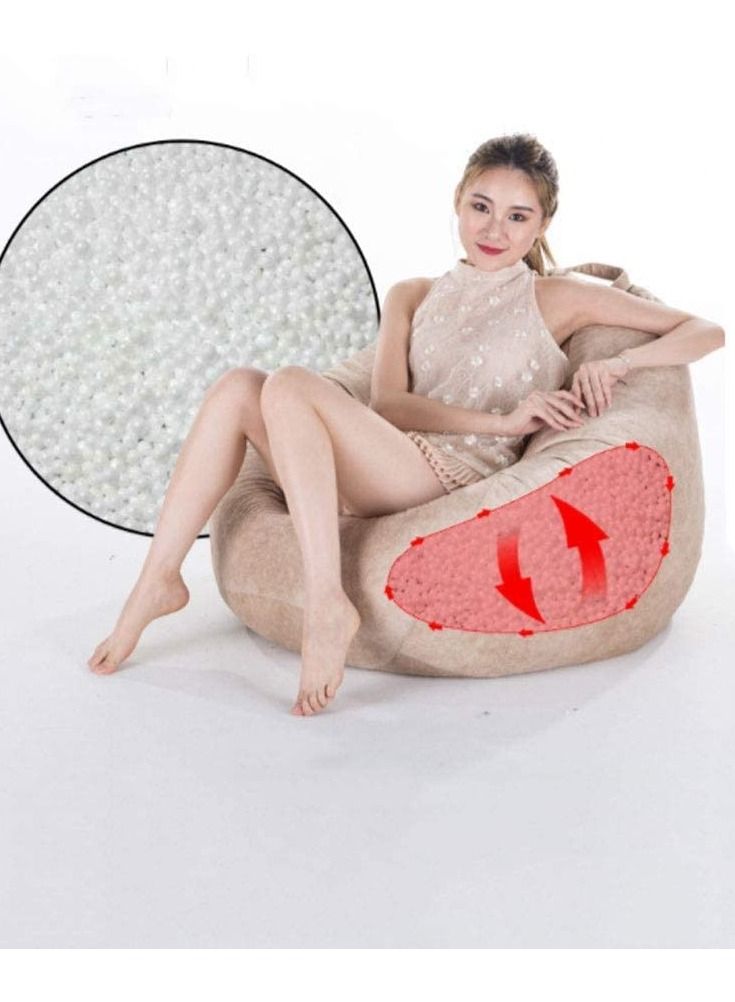 Comfy كيس حبوب كبير مريح من المخمل الناعم باللون البيج مع حشوة من حبوب الفاصولياء البكر - Image 2