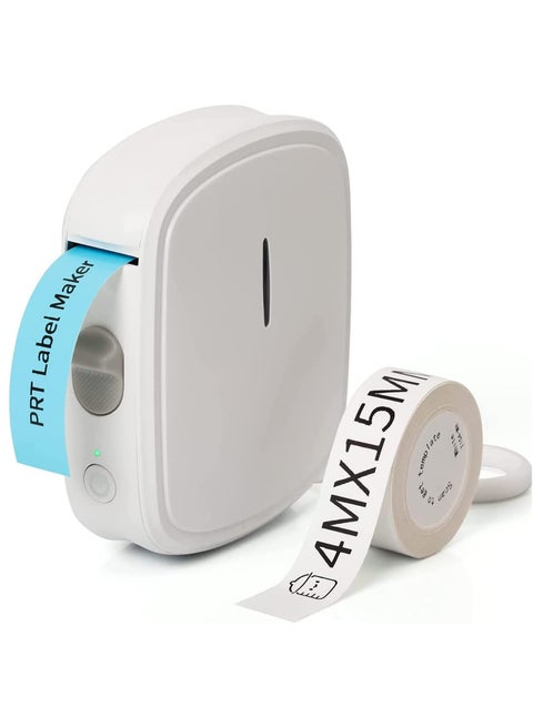Portable Bluetooth Label Printer for Shipping, Storage, and Organization - Mini Sticker Maker with Multiple Templates and Adhesive Labels (X2) for Home and Office Use.