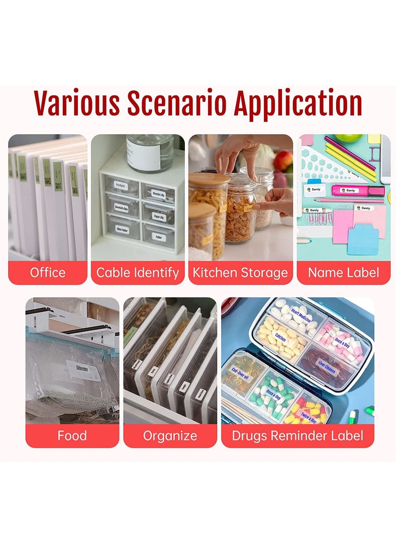 Portable Bluetooth Label Printer for Shipping, Storage, and Organization - Mini Sticker Maker with Multiple Templates and Adhesive Labels (X2) for Home and Office Use.