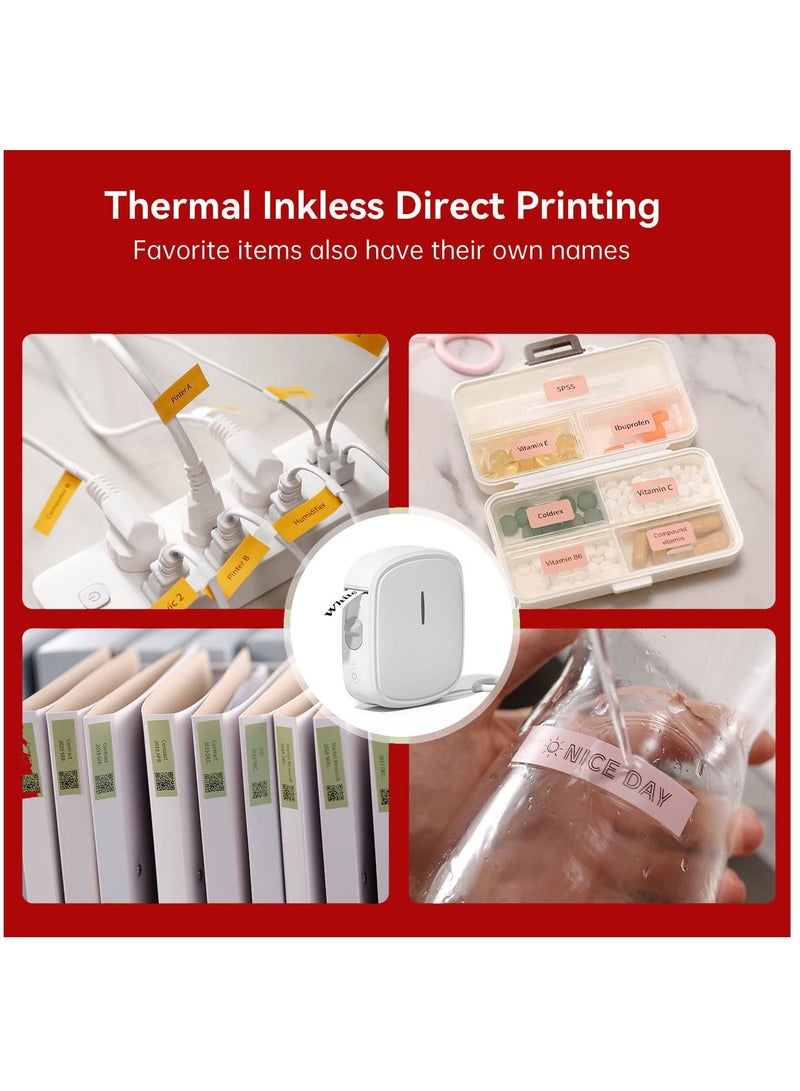 Portable Bluetooth Label Printer for Shipping, Storage, and Organization - Mini Sticker Maker with Multiple Templates and Adhesive Labels (X2) for Home and Office Use.
