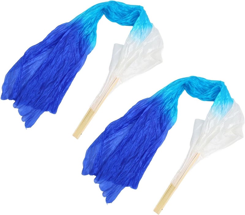 Dioche Belly Dance Fans, Tricolor Square Dancing Fan 1.5m Silk Fan with Radiant Effects Artificial Silk Belly Dance Fan, for Dance Performances and Practices - Image 3
