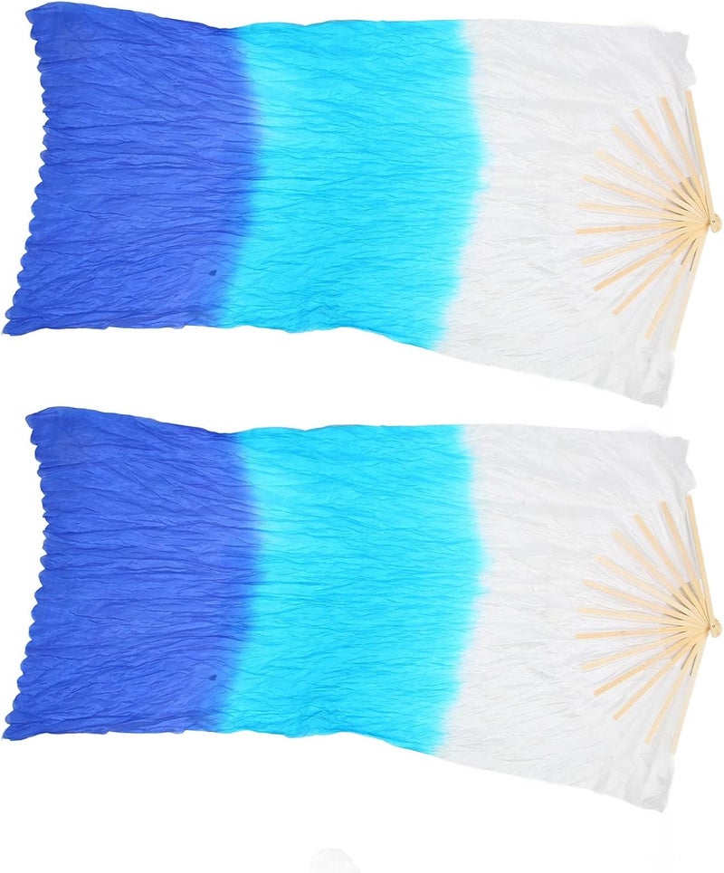 Dioche Belly Dance Fans, Tricolor Square Dancing Fan 1.5m Silk Fan with Radiant Effects Artificial Silk Belly Dance Fan, for Dance Performances and Practices - Image 5