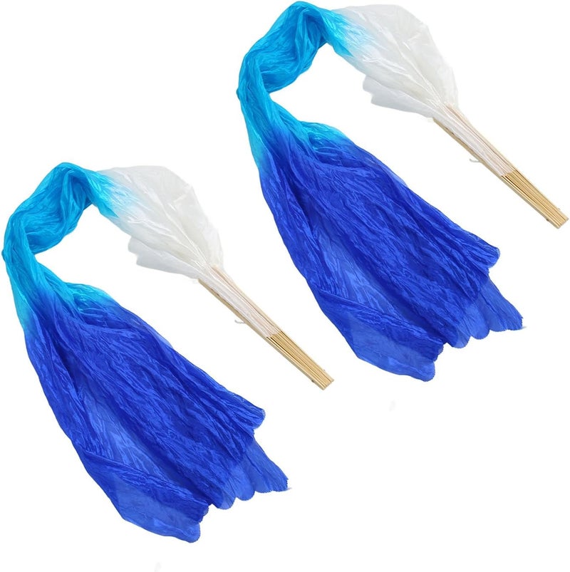 Dioche Belly Dance Fans, Tricolor Square Dancing Fan 1.5m Silk Fan with Radiant Effects Artificial Silk Belly Dance Fan, for Dance Performances and Practices - Image 1