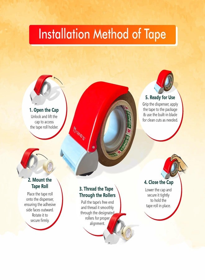 YAJNAS 2 Inch Tape Dispenser Handy for Packing Packages Lightweight Ergonomic Industrial Heavy Duty Handy Tape Cutter for Couriers Pack of 1 - Image 5