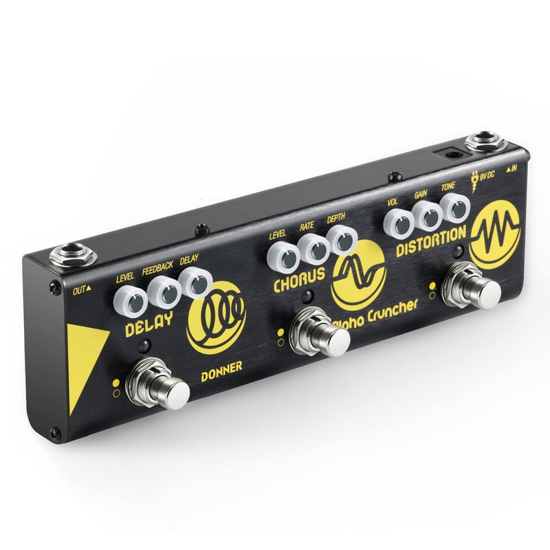 Donner Multi Effects Guitar Pedal Alpha Cruncher 3 Type Effects Delay Chorus Distortion Pedal with Adapter for Electric Guitar - Image 1
