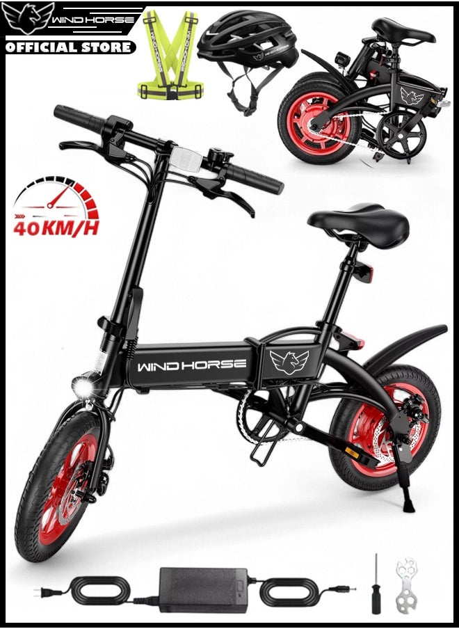 Wind Horse Premium Quality Adult Folding Electric Scooter with 350W Brushless Motor, 36V 8AH Battery, Carbon Alloy Frame, 14-Inch Tires, Dual Disk Brake, 35KM Range in Single Charge, Adjustable Seat Electric Scooter for Men and Women  - Image 1