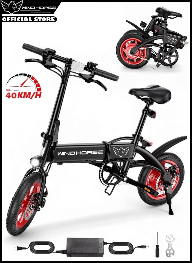 حصان الريح سكوتر كهربائي عالي الجودة قابل للطي للبالغين مع محرك بدون فرش بقدرة 350 وات، بطارية 36 فولت 8AH، إطار من سبائك الكربون، إطارات مقاس 14 بوصة، فرامل قرصية مزدوجة، نطاق 35 كم بشحنة واحدة، سكوتر كهربائي بمقعد قابل للتعديل للرجال والنساء - Image 1