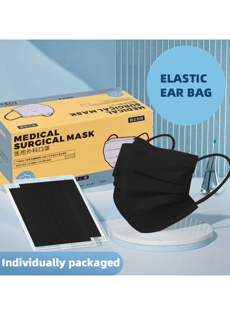 San Yi 50PCS 3 ply black disposable face shield filter protection  - Image 2