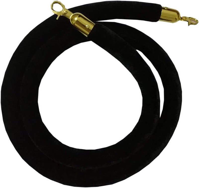 klarako59/78.7/118.1 inches Barrier Rope Crowd Control Stanchion Queue Velvet Rope with Gold Color Plated Hooks klarakoas described+as described, Black 78.7 inch - Image 1