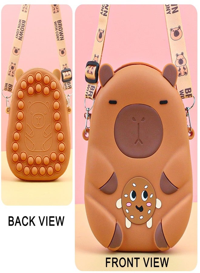 Tarini Girls Handbag, Toddler Handbag, Capybara Crossbody Coin Purse, Cute Cartoon Capybara Shoulder Bag for Girls Kids Toddlers, Small Portable Single-Shoulder Bag, 11x3x14.5cm - Image 3