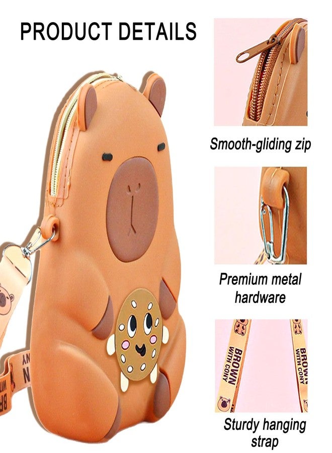 Tarini Girls Handbag, Toddler Handbag, Capybara Crossbody Coin Purse, Cute Cartoon Capybara Shoulder Bag for Girls Kids Toddlers, Small Portable Single-Shoulder Bag, 11x3x14.5cm - Image 2
