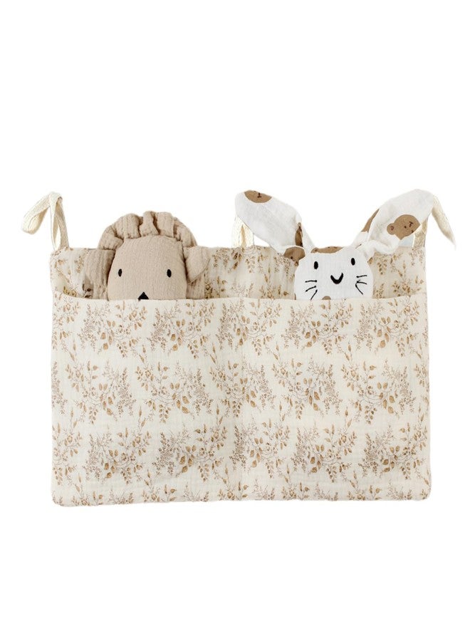 Lily Brown Cribs Storage Bag Baby Bedside Hanging Storage Bag for Drool Bibs Diaper Multifunctional Hanging Pocket Cotton Organizer Cotton Material - Image 1