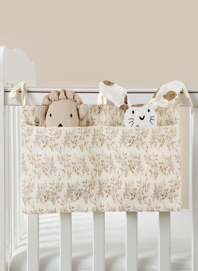 Lily Brown Cribs Storage Bag Baby Bedside Hanging Storage Bag for Drool Bibs Diaper Multifunctional Hanging Pocket Cotton Organizer Cotton Material - Image 5