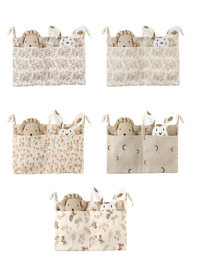 Lily Brown Cribs Storage Bag Baby Bedside Hanging Storage Bag for Drool Bibs Diaper Multifunctional Hanging Pocket Cotton Organizer Cotton Material - Image 2