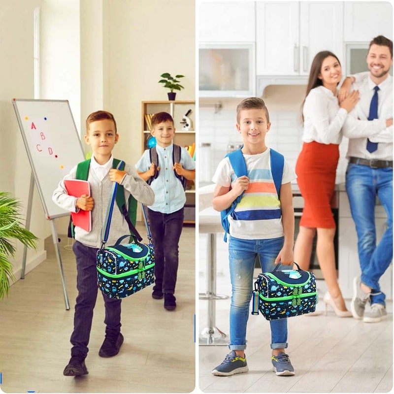 RHCPFOVR Kids Lunch Bag - Double - Decker Cooler Insulated Lunch Box for Boys Girls,Washable Lunch Bag with Strap and Reusable Toddler Lunchbox for School and Daycare - Image 3