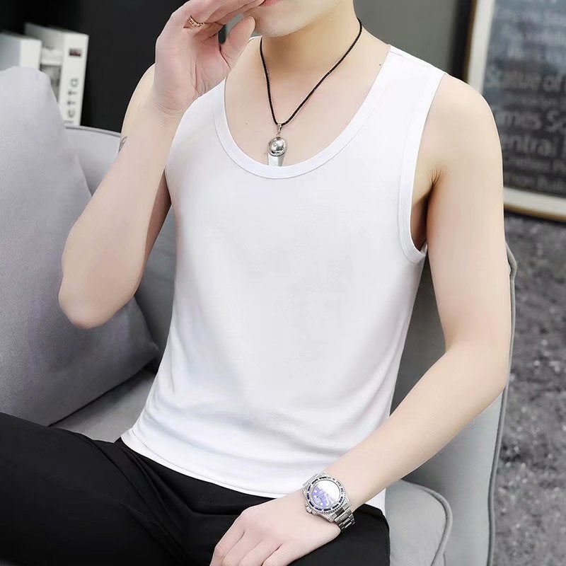 Mens Fashion Sleeveless Tank Tops Spring Summer Light gray  - Image 5