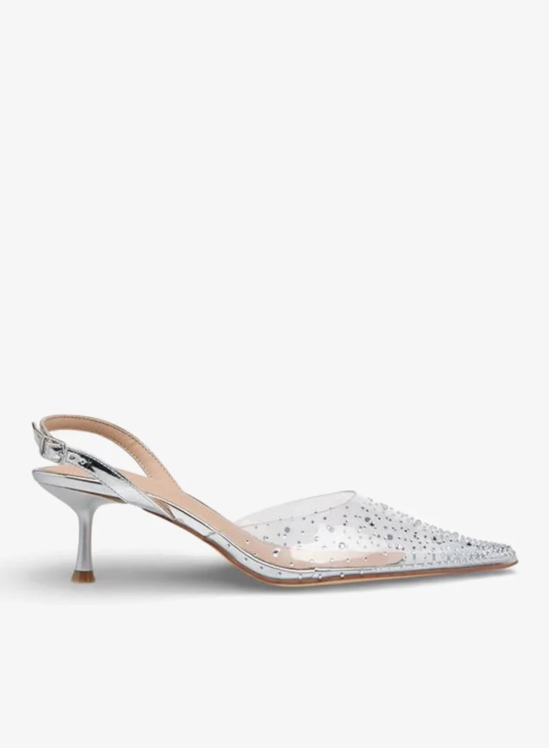 Flora Bella By Shoexpress SILVER Flora Bella Women Kitten Heels for Women | Best Price UAE