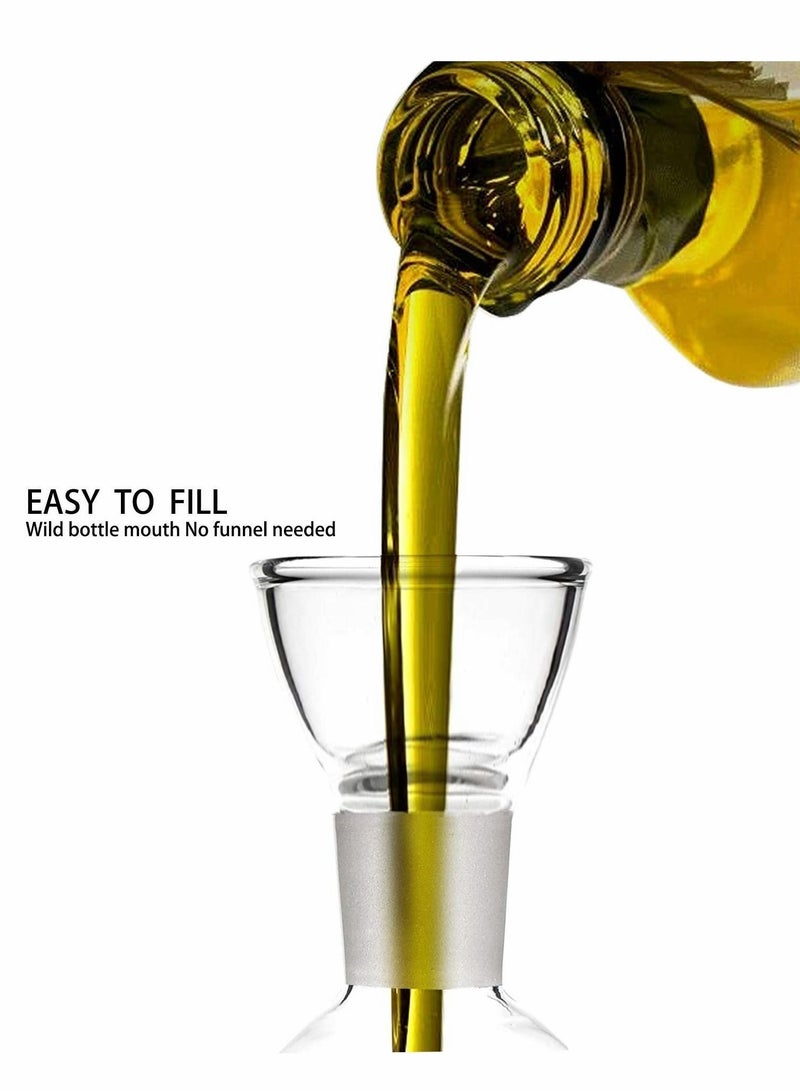 نيبمينينت 380ml Clear Glass Olive Oil Dispenser Bottle, & Vinegar Cruet with Pourers, Non-Drip Leak Proof No Mess, NO Funnel Needed - Image 5