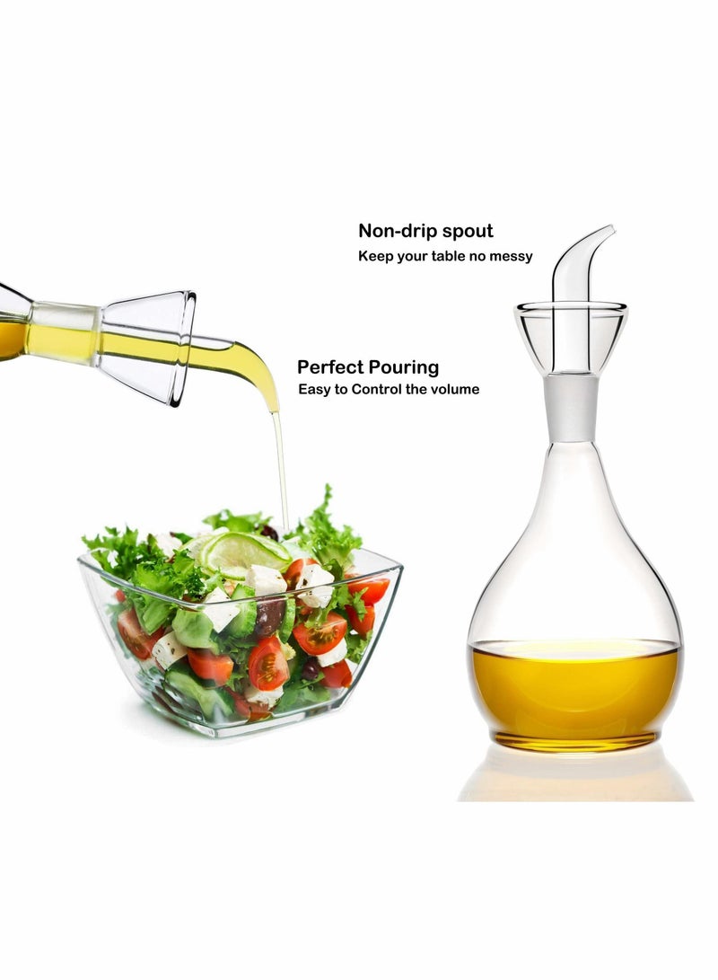 نيبمينينت 380ml Clear Glass Olive Oil Dispenser Bottle, & Vinegar Cruet with Pourers, Non-Drip Leak Proof No Mess, NO Funnel Needed - Image 2