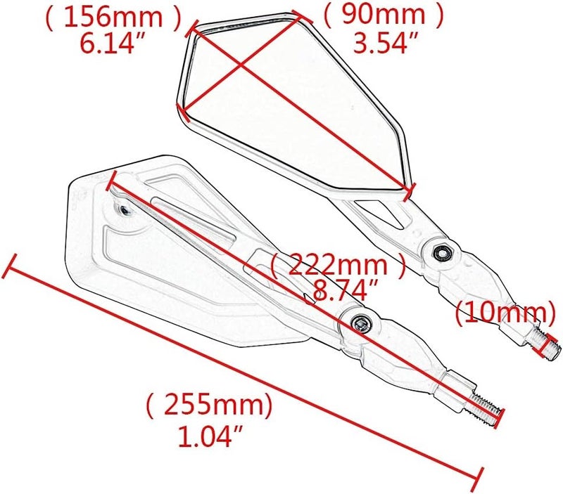 QASULER Universal Motorcycle Rearview Mirrors - Image 3