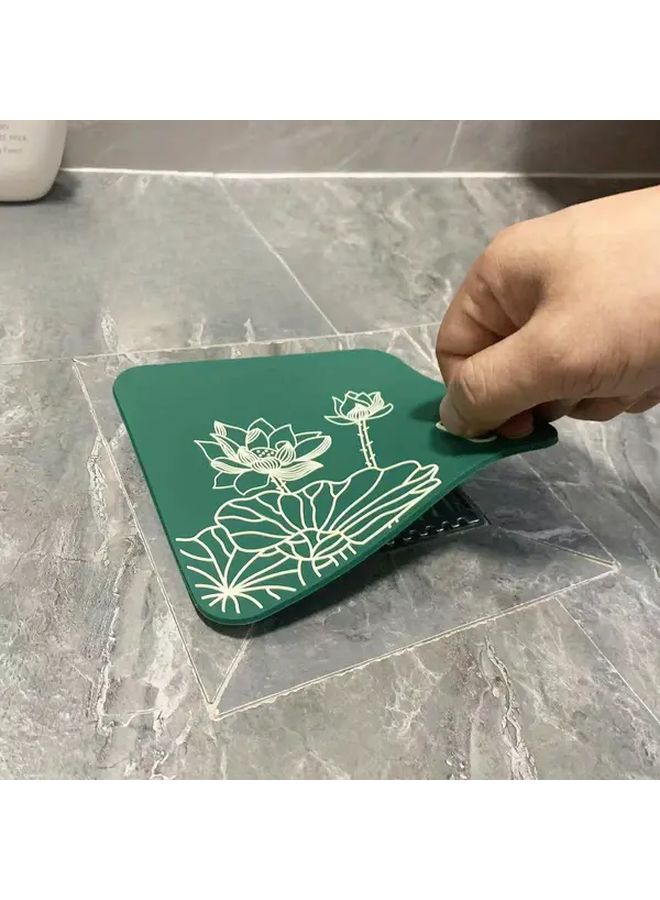 3D Lotus Pattern Gray Bathroom Drain Cover Anti Mosquito Odor Resistant Secure Latch - Image 3