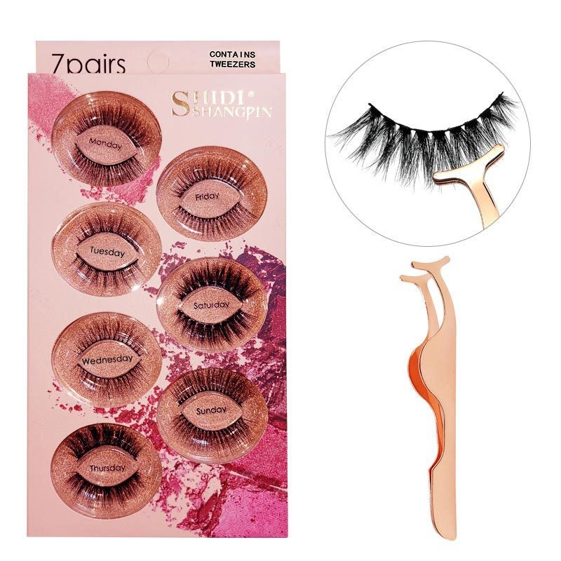 SHIDISHANGPIN 7-Pair Mixed False Eyelashes, Mink Hair, 3D Style - Hot Selling Set on Noon - Image 1