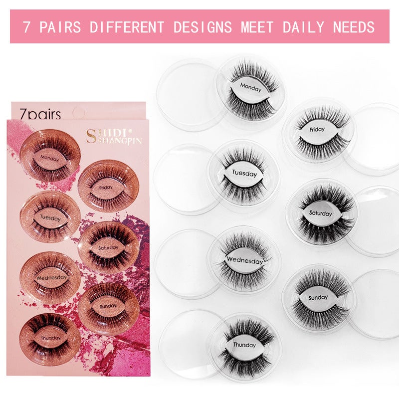 SHIDISHANGPIN 7-Pair Mixed False Eyelashes, Mink Hair, 3D Style - Hot Selling Set on Noon - Image 3